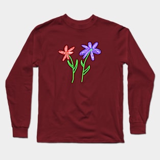 Neon Flowers--no background Long Sleeve T-Shirt